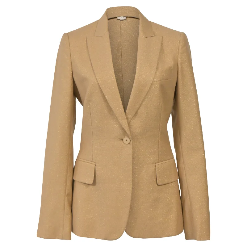 Stella Mccartney Glittered Single-Breasted Blazer in Brown Wool